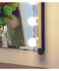 Four Pcs Copper Round Frameless Mirror Hanging Clips With Built Tough Zinc Alloy Brackets on a lighted mirror corner