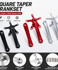 Litepro Folding Bike Crankset Ultra Lightweight Hollow Square 170mm Aluminum Alloy 130BCD Chainwheel BMX Style Upgrade