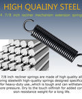 Four And Seven Eighths Inch Recliner Mechanism Extension Springs Two Pack Replacement Parts, black high-quality steel