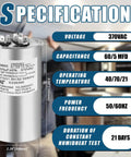Specifications of RV Air Conditioner Motor Capacitor 60 5 MFD Replacement For RV A C Units Plug And Play Capacitor