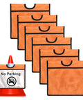 Six Pack Orange Traffic Cone Sleeves With Pockets For Caution Signs And Outdoor Safety Signals Durable Oxford Cloth PVC Cover 22 Inch Length 13 Inch Wide 3 Inch Hole Great For Sports Training And Events