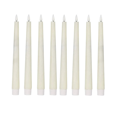 TruGlow Ivory Real Wax 8.6 Inch Flickering Flameless LED Taper Candles Set of 8 With Remote Control Battery Operated Warm White Light Handmade Look For Cozy Vibes Ambience and Decor