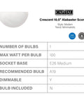 Product details for Sleek Crescent Modern Minimalist Faux White Alabaster Glass Bowl Wall Sconce 1 Light 100W Max E26 Socket