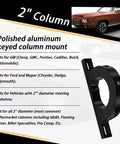 Side view: 2-inch universal steering column mount bracket, black billet aluminum for 2-inch diameter aftermarket columns