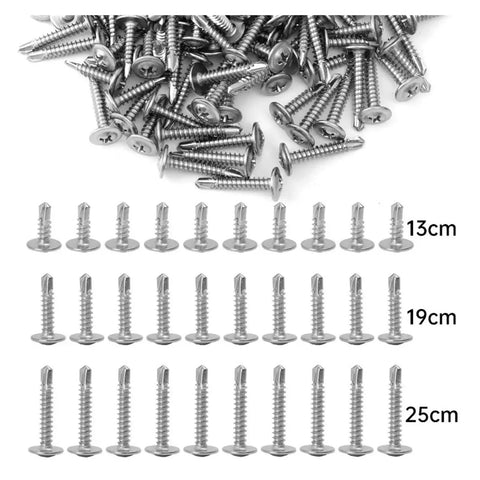 Stainless Steel Self Drilling Screws Kit For Metal And Wood With Phillips Truss Head 13mm 60 Pieces Assortment Direct Drill Point