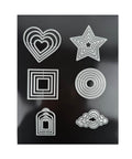 Non Adhesive Magnetic Sheets 8.5 By 11 Inch 30 Mil Thick 8 Pack with die cut shapes including heart, star, square, circle, cloud.