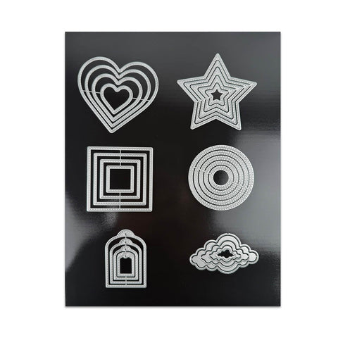 Non Adhesive Magnetic Sheets 8.5 By 11 Inch 30 Mil Thick 8 Pack with die cut shapes including heart, star, square, circle, cloud.