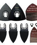 Oscillating Multi Tool Sanding Kit With 105 Pieces Including Triangle And Finger Sanding Pads And 100 Pieces Sandpaper For Wood Projects