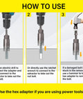 Instructions for using 5 Piece Spiral Deep Extractor Set For Removing Stuck And Broken Bolts Studs Fittings Threads Pins Spark Plug