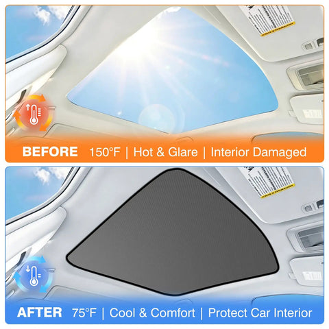 Premium Foldable Sunroof Shades For 2024 2025 2026 Chevy Silverado EV And GMC Sierra EV shown blocking heat and glare.