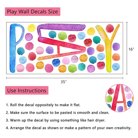 Kid Friendly Playroom Polka Dots Wall Decals Peel And Stick Watercolor Signs For Nursery Preschool Decor Neutral Colorful
