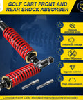 Heavy Duty Coil Spring Shock Absorbers For Ezgo Txt And Medalist Golf Carts 1994 Onward Front Rear Setup, red coils, direct installation.