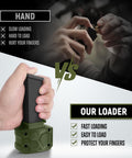 Plastic Magazine Speed Loader For 9mm And 40sw Quick And Pain Free Reload Reduces Hand Strain, with green compact design.