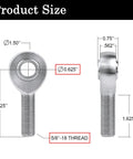 Five Eighth Inch Heim Joint Rod End Kit With Right And Left Hand Threads Chromoly Panhard Bar End Zinc Coated Jam Nut Included Heat Treated And Hard Chrome Plated For Maximum Load Two Pack, 5/8-18 thread