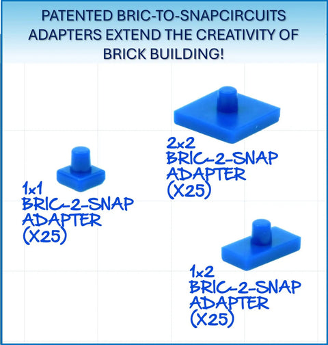 BRIC Structures Electronics Exploration Kit For Kids 8 Plus With 140 Plus BRICs, showing BRIC-2-Snap adapters