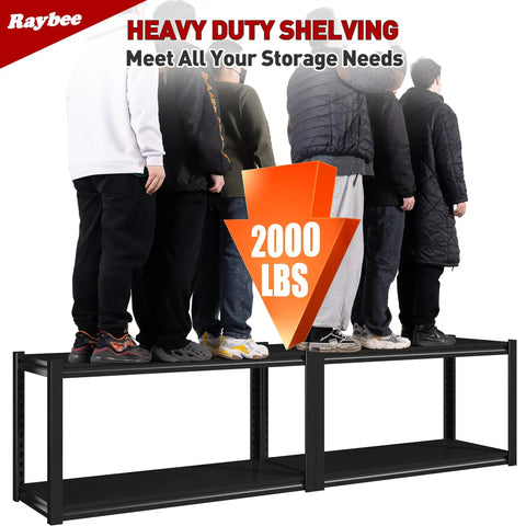 40 Inch Wide Garage Shelving Unit With Heavy Duty Steel Panels, 2000 Lb Capacity, 57 Inch Tall Industrial Shelving For Basement, Shed Or Warehouse Storage, Durable 4 Rib Shelves. 2000 lb load shown