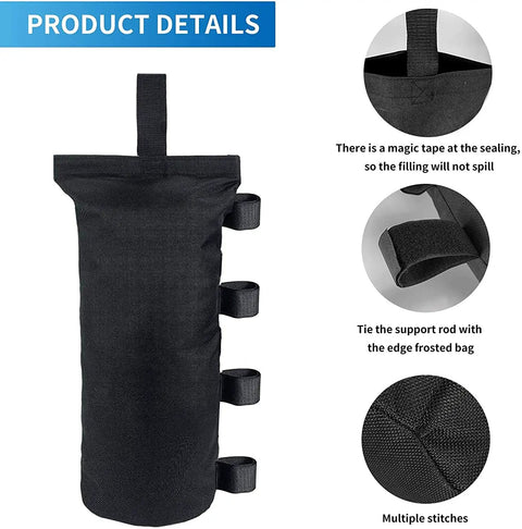 Beefy Heavy Duty Canopy Weight Bags Set of 4 for Pop Up Tents 30 Lbs Capacity Per Bag 1680D Waterproof Sand Bags with Velcro