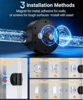 Image showing 3 installation methods for Black Battery Operated Wall Sconces Set of 2 Peel and Stick on, 20.9".