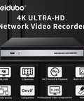4K 9 Channel NVR Security Recorder For Home Surveillance Supports 8MP IP Cameras At 25fps With Local And Remote Access ONVIF Compatible Pre Installed 2TB HDD Expandable To 6TB No PoE Ports Included on display