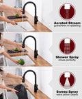 Colin Black Kitchen Faucet with Pull Down Sprayer and Magnetic Docking, 16 Inch High Arc Sink Faucet in Matte Black Finish in use