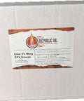 Box of Elite 5% Moly EP2 Grease, 10x14oz tubes, for high temp heavy-duty use in construction and mining, by Republic Oil
