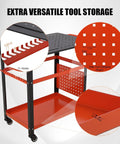 Beefy 36x24 Welding Table Steel Workbench With Five Eighths Inch Fixture Holes Pegboard And Four Tool Slots 1200 Lb Capacity