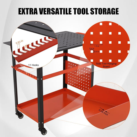 Beefy 36x24 Welding Table Steel Workbench With Five Eighths Inch Fixture Holes Pegboard And Four Tool Slots 1200 Lb Capacity