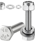 All-In-One Hardware Kit With 25 Sets Of 1/4-20 By 1-1/4 Inch Hex Head Bolts 304 Stainless Steel 18-8 Nuts And Bolts With Flat And Spring Lock Washers