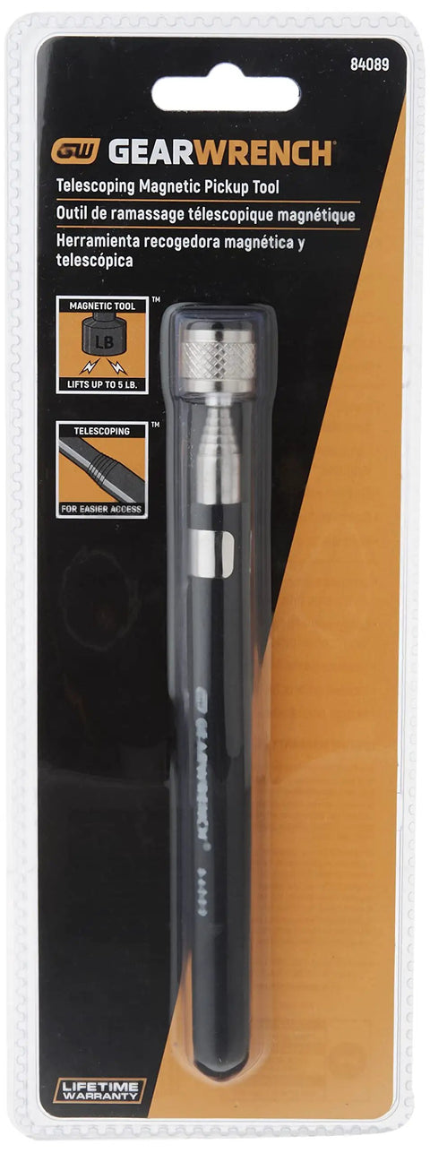 Telescoping Magnetic Pickup Tool With 33-1/4 Inch Reach, 1.5 Pound Lifting Capacity, Built-In Pocket Clip For Easy Access, Grab Small Parts, Nuts, And Screws From Tight Spots During Auto Or Home Repairs
