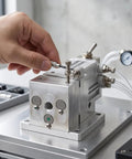 Hand adjusting the valve on a Heavy Duty Aluminum Pneumatic Vise With 3mm Stroke Air Operated Clamp Fixture for CNC projects.