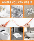 Four Pack Flexible Drain Snake For Stubborn Pipe Clogs And Hair Buildup In Kitchen Sinks Bathrooms And Showers Features Nifty Barbed Wand To Kick The Gunk Without Any Sweat used in various bathroom and kitchen settings.
