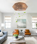 Rattan Ceiling Fan with Caged Flush Mount Low Profile for Bedroom Living, stylish light fixture in modern living room.