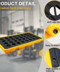 2 Drum Spill Containment Platform With 20 Gallon Sump And Drain Outlet for Garage and Industrial Use