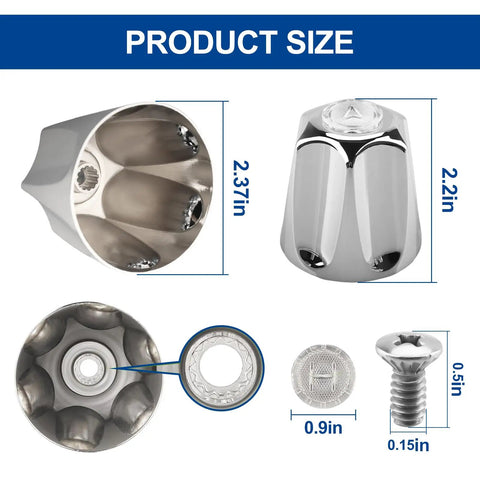 Three Piece Shower Knob Replacement Kit For Price Pfister And Gerber Faucets, dimensions of metal knob and hardware included