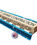 Light Duty Gravity Conveyor 18 Inch Wide By 5 Foot Long With Galvanized Steel Rollers showing durable wooden construction.