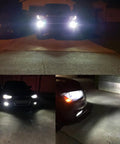 Cars with PSX24W 2504 LED Fog Light Bulbs Set Of 2, 6000K Xenon White, illuminating driveway at night