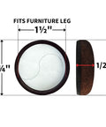 Formed Felt Furniture Sliders 1.5 Inch Protect Hardwood Floors From Scratches With Secure Grip Cup Design Walnut Brown 4 Pack