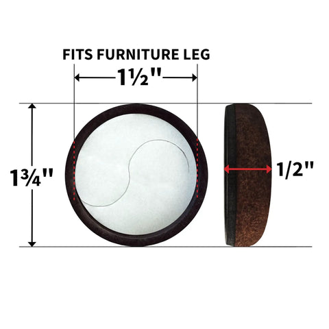 Formed Felt Furniture Sliders 1.5 Inch Protect Hardwood Floors From Scratches With Secure Grip Cup Design Walnut Brown 4 Pack