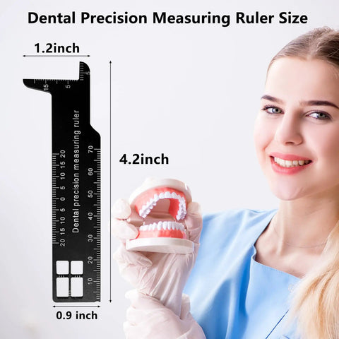 Pro Grade Dentist Precision Ruler For Endodontics, Black Stainless Steel Scale Tool, Compact Handheld Metric Ruler For Accurate Dental Measurements And Assessments, 4.2 inch