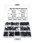 All In One Self Tapping Screw Set With 8 Sizes M2.9 To M4.8 And Washer Head Carbon Steel Screws For Auto Body, Sheet Metal, Furniture, And DIY Repairs 200 Pcs Beefy Heavy Duty Kit, black screw organizer