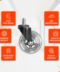Set Of 5 3 Inch Office Chair Caster Wheels With Precision Ball Bearings And Polyurethane Coating For Quiet Glide On Carpet Hardwood Tile And Laminate Floors Easy Tool Free Installation Not For IKEA