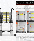 Instructions for using Lightweight Aluminum Telescoping Ladder 13.5 Ft With Hooks and Stabilizer, Retractable Extension Ladder