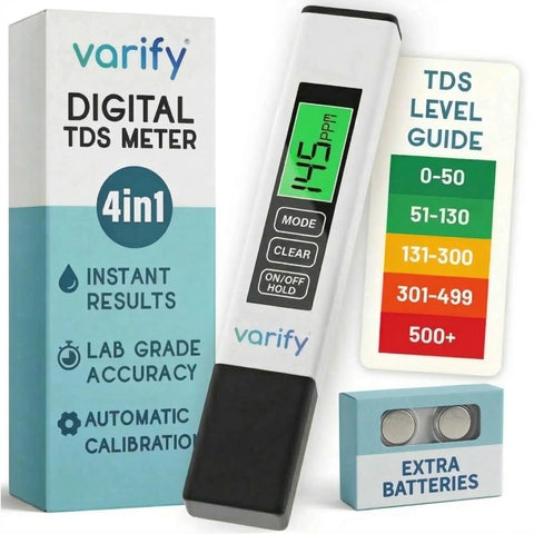 4-In-1 TDS Meter Digital Water Tester For Drinking Water, precise TDS, EC measurements with packaging and batteries