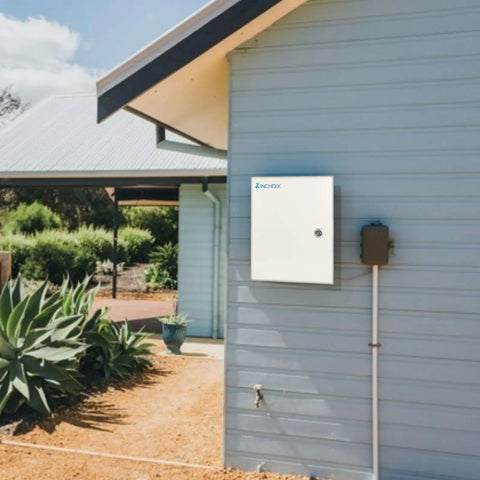 Built Like A Tank Waterproof Electrical Junction Box With Lockable Cover And Ip66 Seal Designed To Handle Outdoor Circuit Runs And Seasonal Lighting In 24 X 16 X 10 Inch Heavy Duty Steel Cabinet mounted on a house wall.