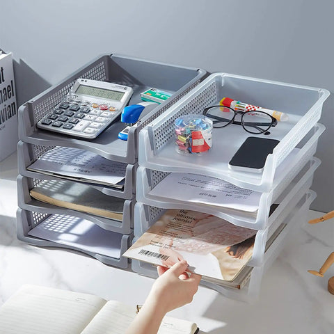 Stackable Letter Tray Desk Organizer Set For Office Vertical And Horizontal Document Holder with stationery and files