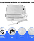 Heavy Duty Pvc Antistatic Backpack With Spacious Transparent Front Panel Ergonomic Tool Pack Built Solid For Cleanroom Protocols And All Day Job Site Hauls, showing clear PVC material and adjustable straps.
