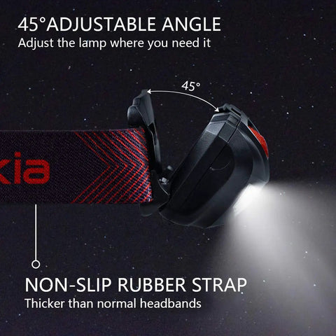 Ultra Bright LED Headlamp Beast With Five Lighting Modes White And Red LEDs for running with adjustable angle and non-slip strap