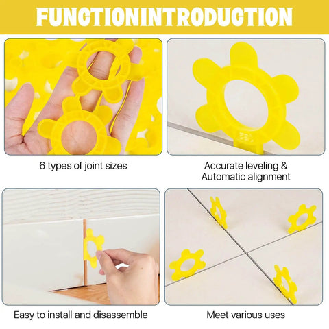 200 Pack 6 In 1 Hexagon Tile Spacers For DIY Pros, 1mm To 5mm Gaps, Large 2.64 Inch Reusable Plastic Tile Leveling Shims in use