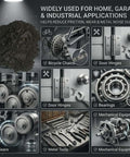 Ultra Fine Molybdenum Disulfide Powder, 99 Percent Purity, For Heavy Duty Lubrication, illustrated uses on metal gears and tools