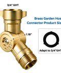 Solid Brass Hose Swivel Elbow Fitting 180 Degree For Three Quarter Inch GHT Durable No Kink Keeps Water Flow Strong Easy Install Garden Hose Connector Fits Standard Hoses For Outdoor Lawn And Garden Use, 3/4in GHT shown with seal ring